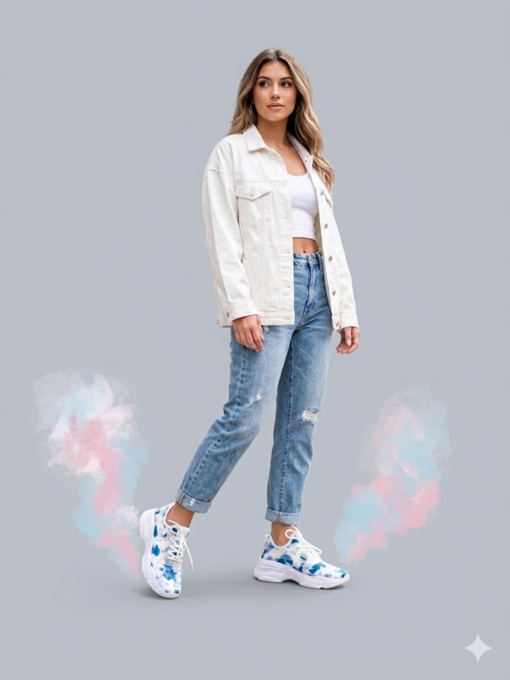 Forever 21 Blue Tie Dye Mesh Platform Chunky Sneakers NWT